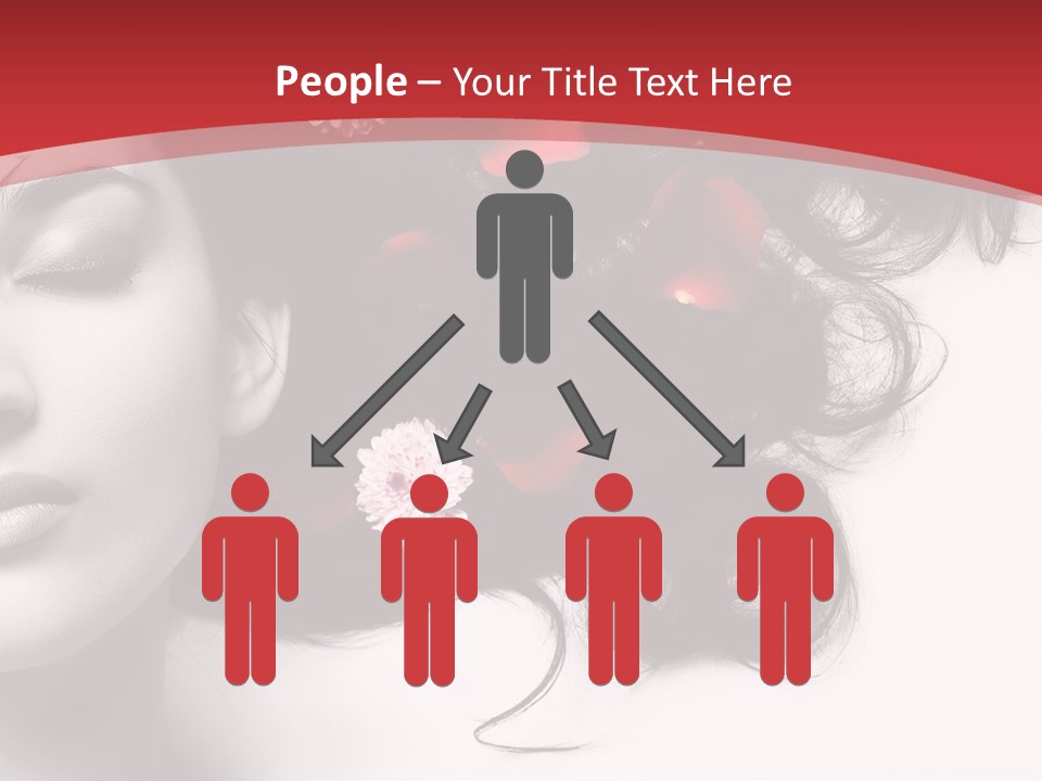 A Woman With Flowers In Her Hair And A Red Background PowerPoint Template