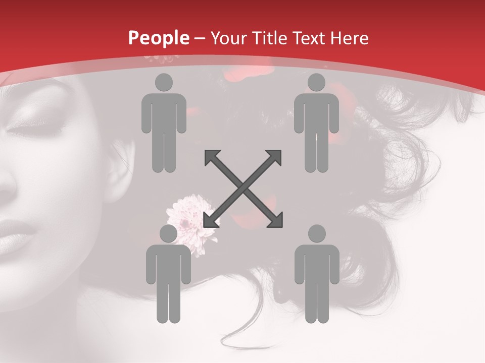 A Woman With Flowers In Her Hair And A Red Background PowerPoint Template