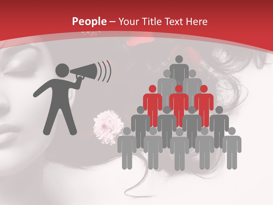 A Woman With Flowers In Her Hair And A Red Background PowerPoint Template