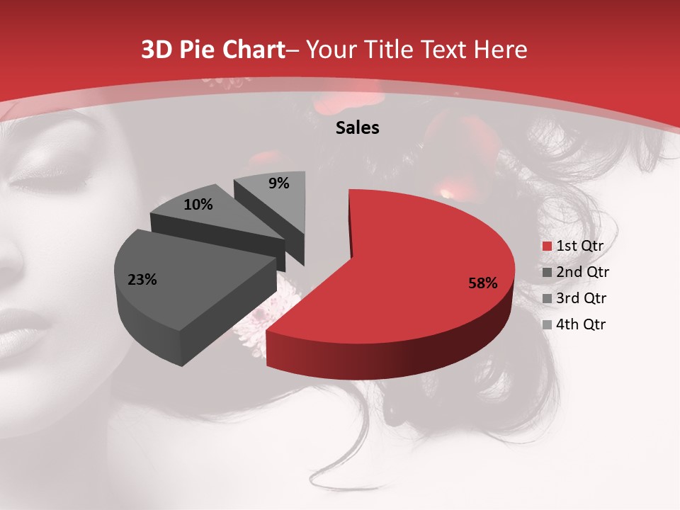 A Woman With Flowers In Her Hair And A Red Background PowerPoint Template