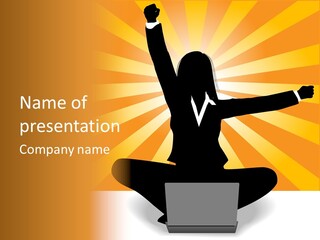 Businesswoman Rays Fist PowerPoint Template