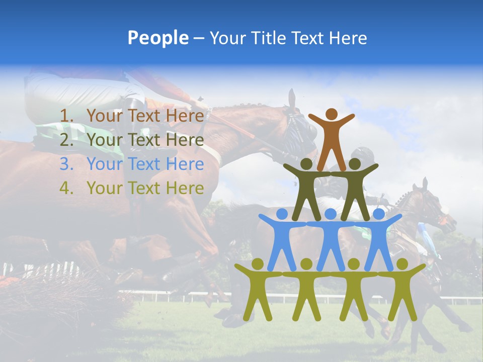 A Group Of People Riding On The Backs Of Brown Horses PowerPoint Template
