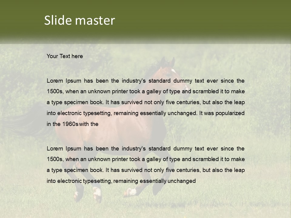 A Brown Horse Running Through A Field Of Grass PowerPoint Template