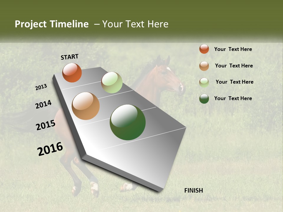 A Brown Horse Running Through A Field Of Grass PowerPoint Template