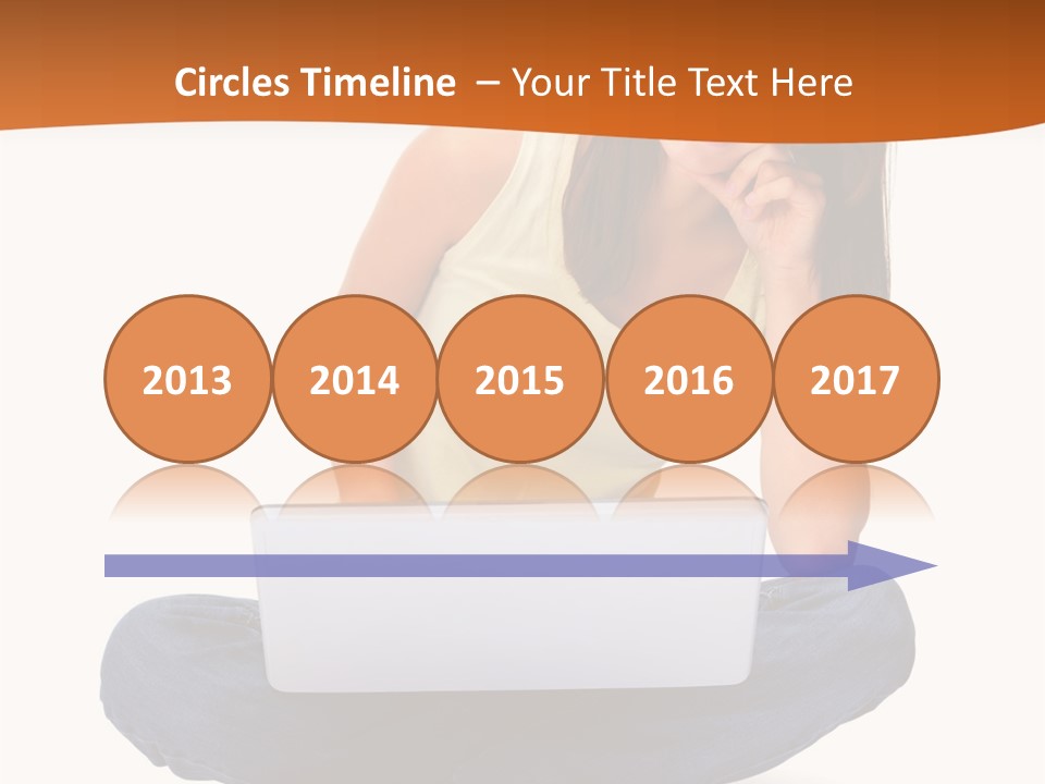 A Woman Sitting On The Floor With A Laptop PowerPoint Template