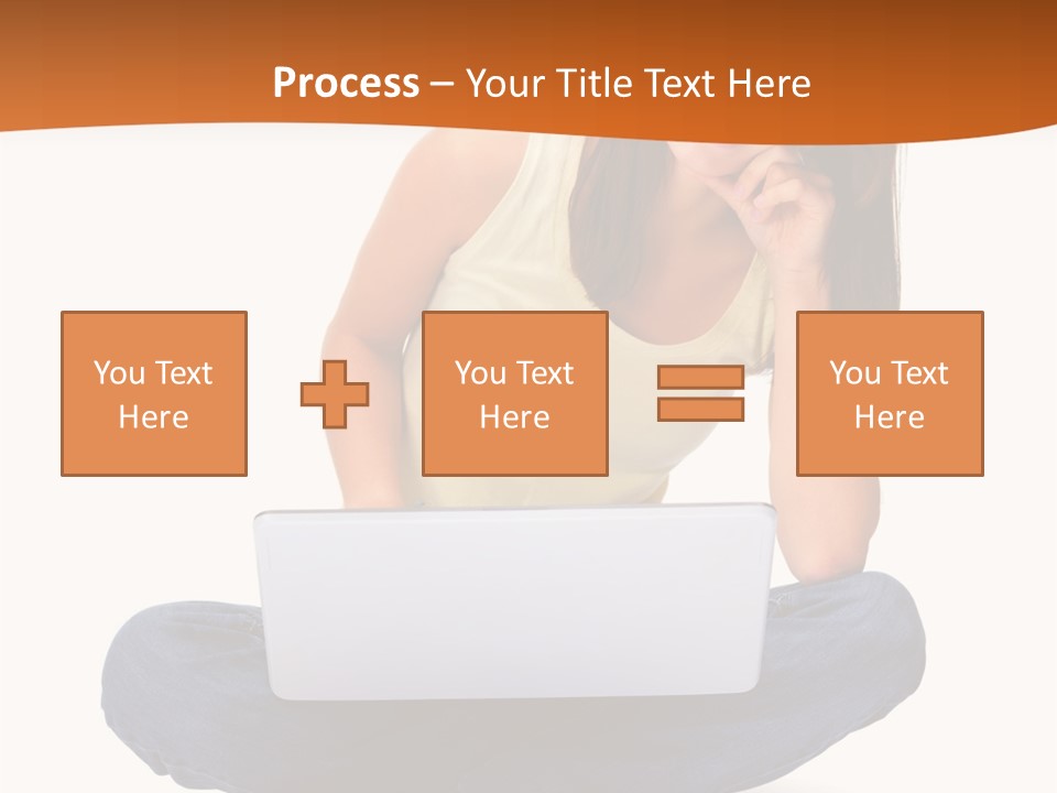 A Woman Sitting On The Floor With A Laptop PowerPoint Template