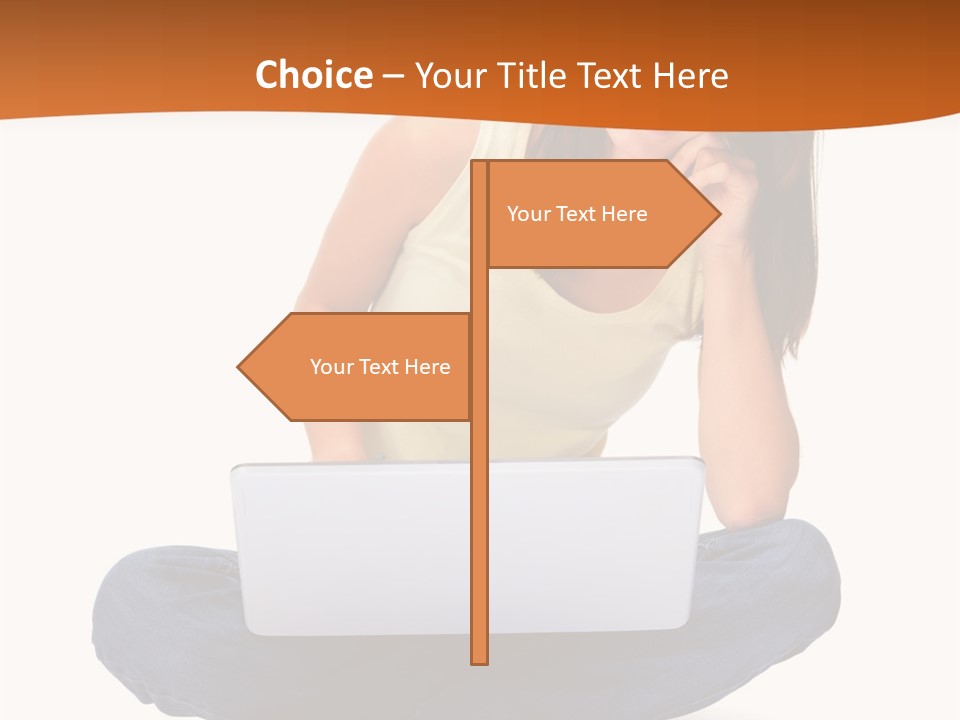 A Woman Sitting On The Floor With A Laptop PowerPoint Template