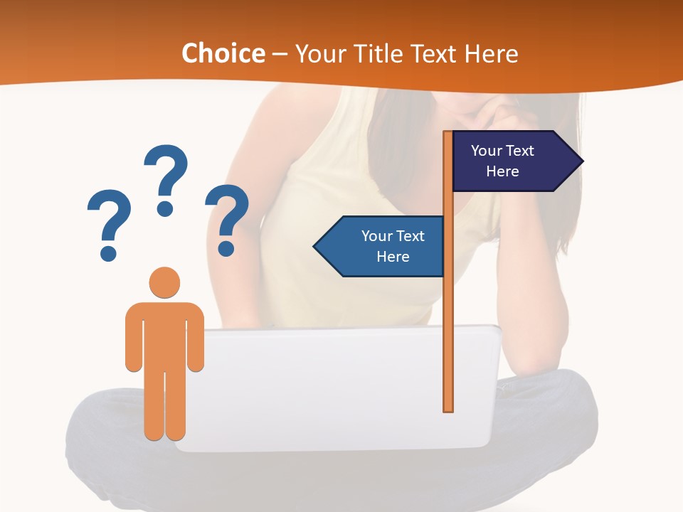 A Woman Sitting On The Floor With A Laptop PowerPoint Template