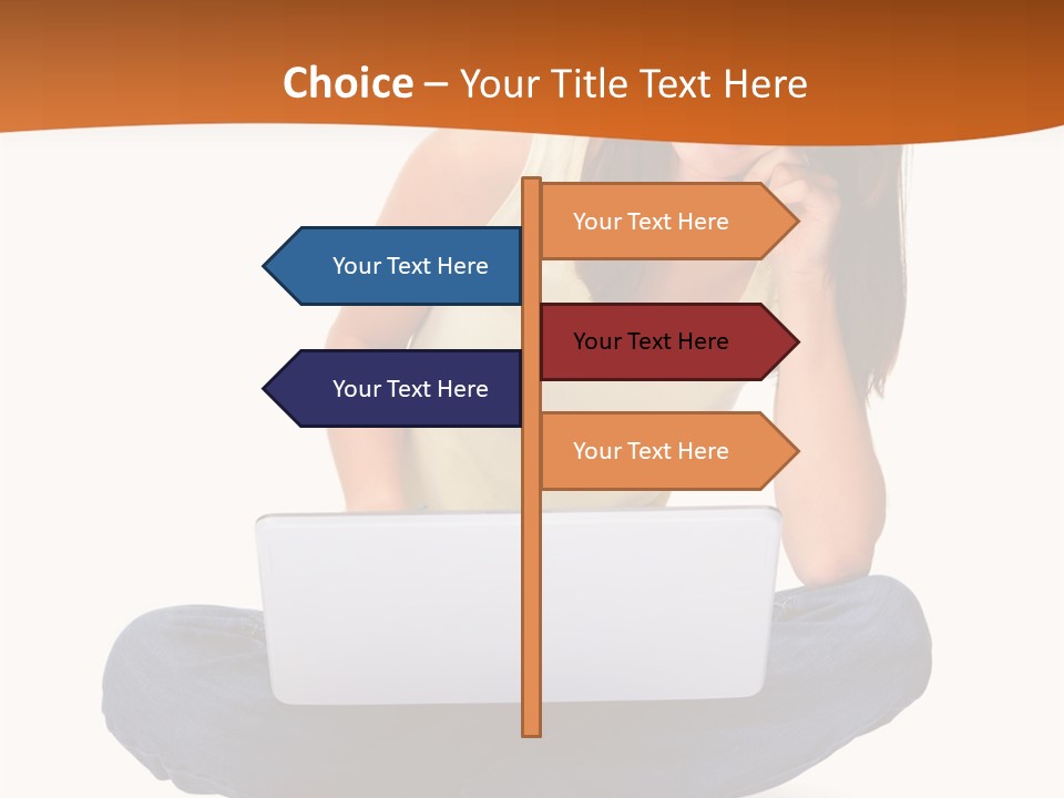 A Woman Sitting On The Floor With A Laptop PowerPoint Template