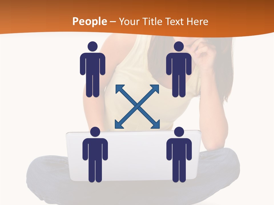 A Woman Sitting On The Floor With A Laptop PowerPoint Template