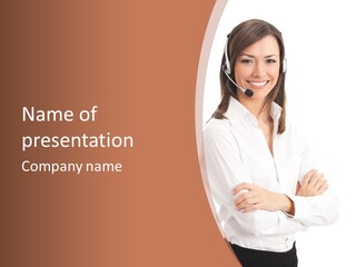 Attractive Helpful Businesswoman PowerPoint Template