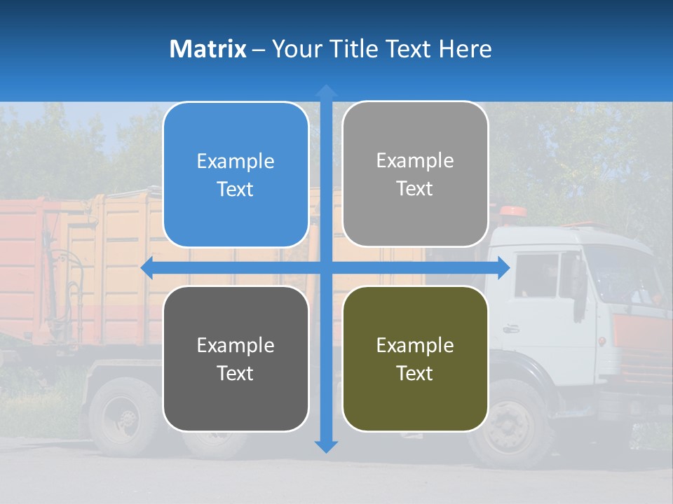 A Yellow And Orange Truck Parked On The Side Of A Road PowerPoint Template