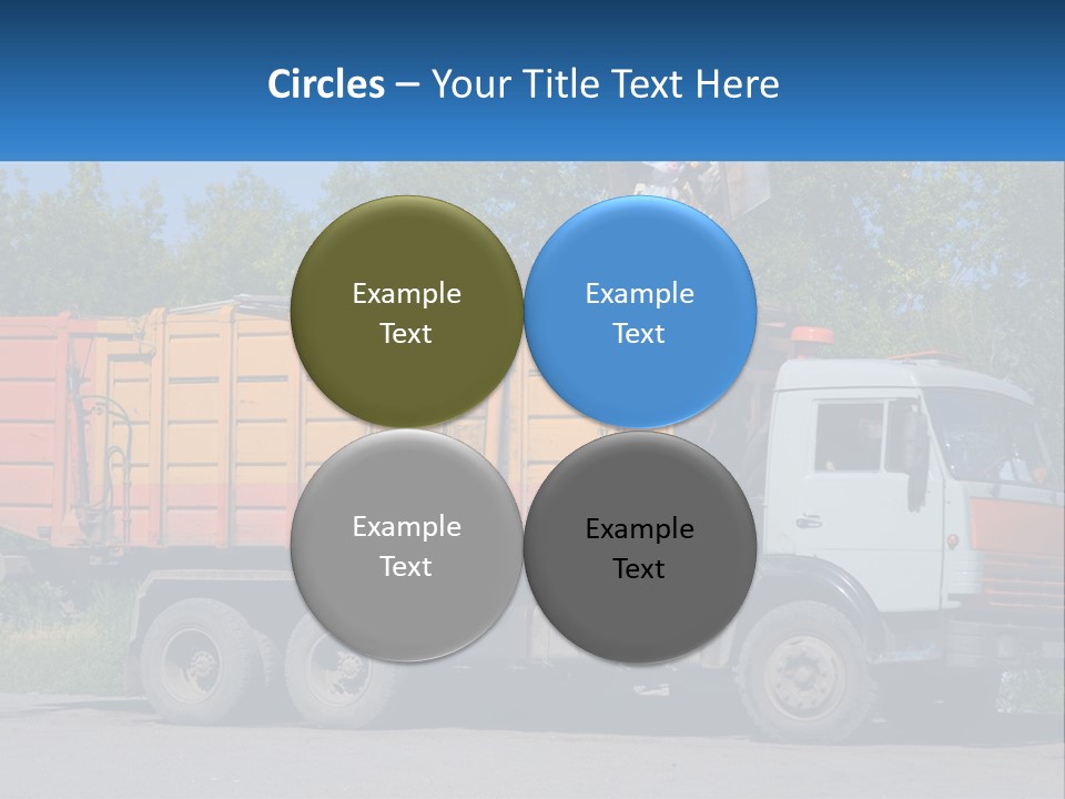 A Yellow And Orange Truck Parked On The Side Of A Road PowerPoint Template