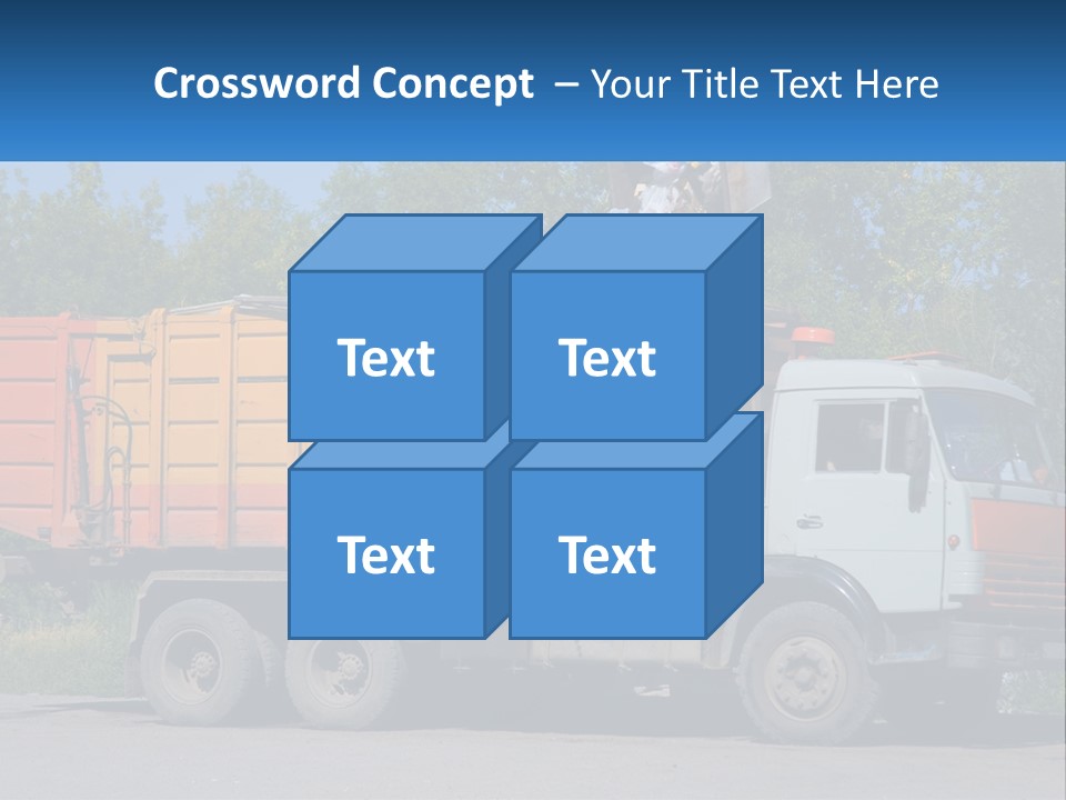 A Yellow And Orange Truck Parked On The Side Of A Road PowerPoint Template
