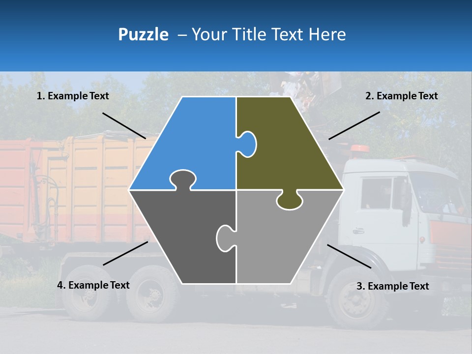 A Yellow And Orange Truck Parked On The Side Of A Road PowerPoint Template