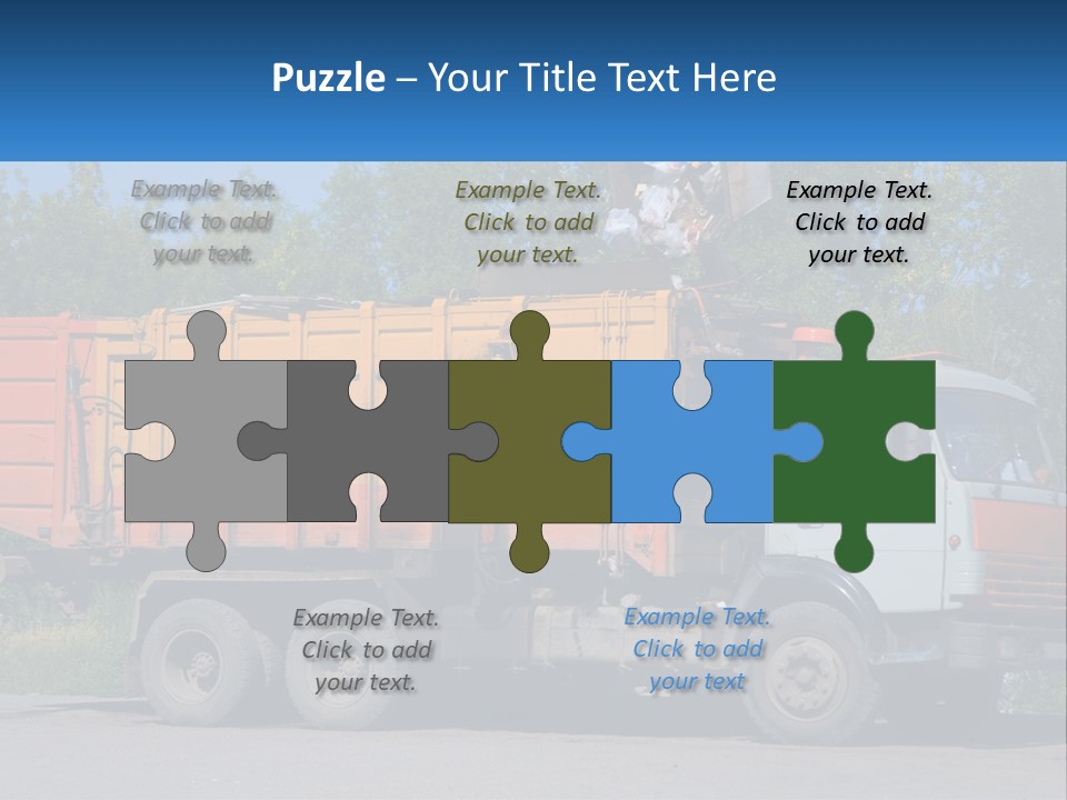 A Yellow And Orange Truck Parked On The Side Of A Road PowerPoint Template