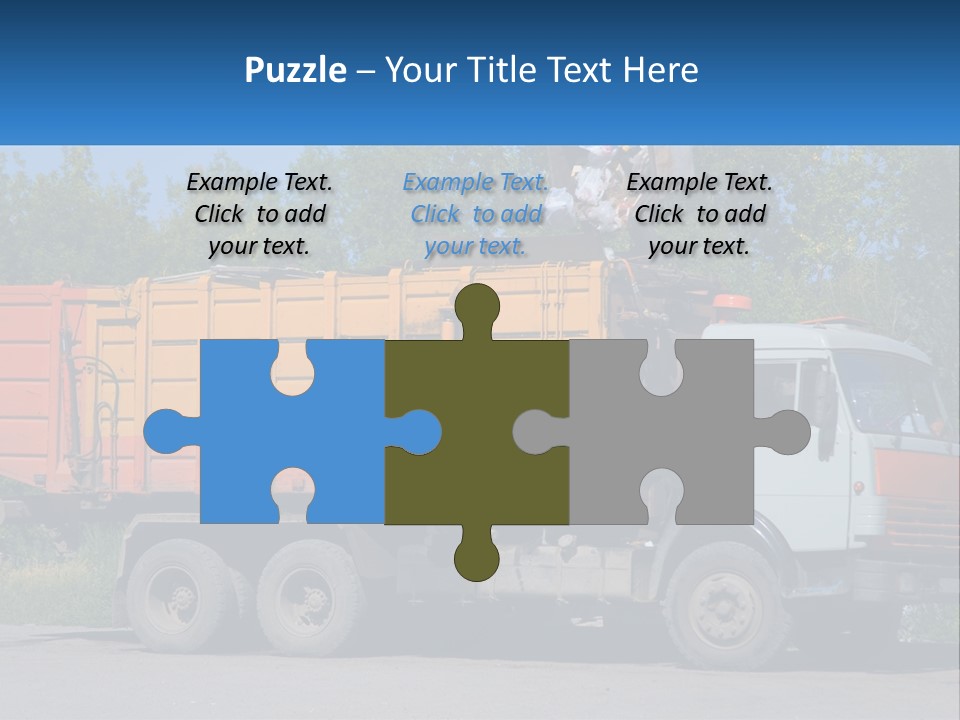 A Yellow And Orange Truck Parked On The Side Of A Road PowerPoint Template