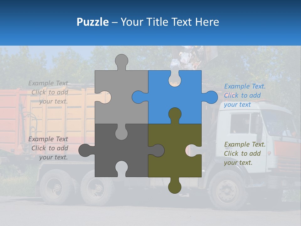 A Yellow And Orange Truck Parked On The Side Of A Road PowerPoint Template