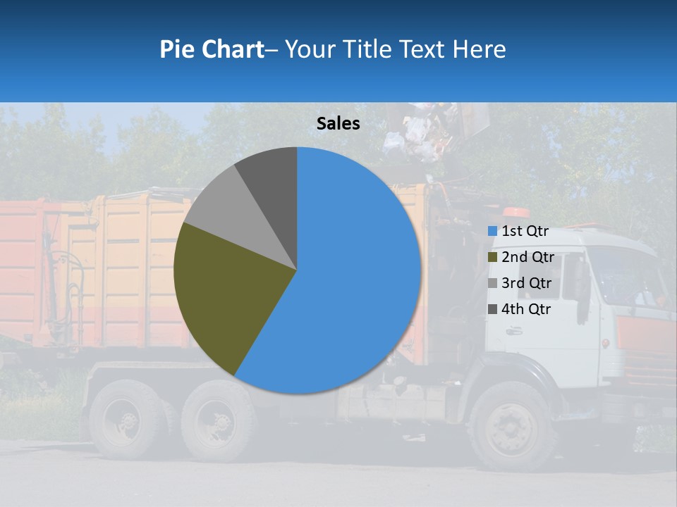 A Yellow And Orange Truck Parked On The Side Of A Road PowerPoint Template