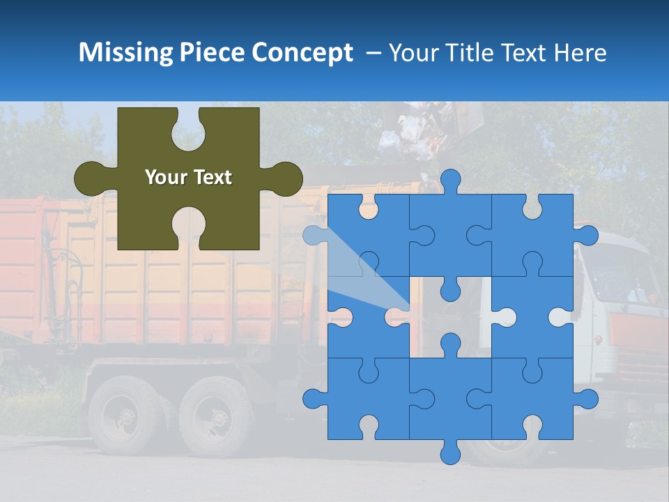 A Yellow And Orange Truck Parked On The Side Of A Road PowerPoint Template