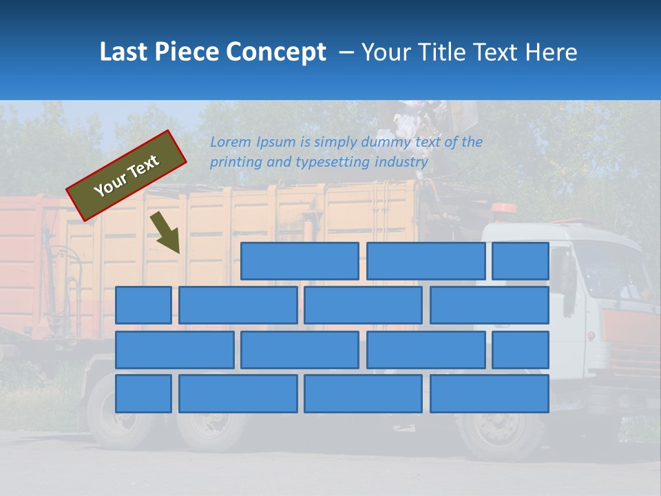 A Yellow And Orange Truck Parked On The Side Of A Road PowerPoint Template