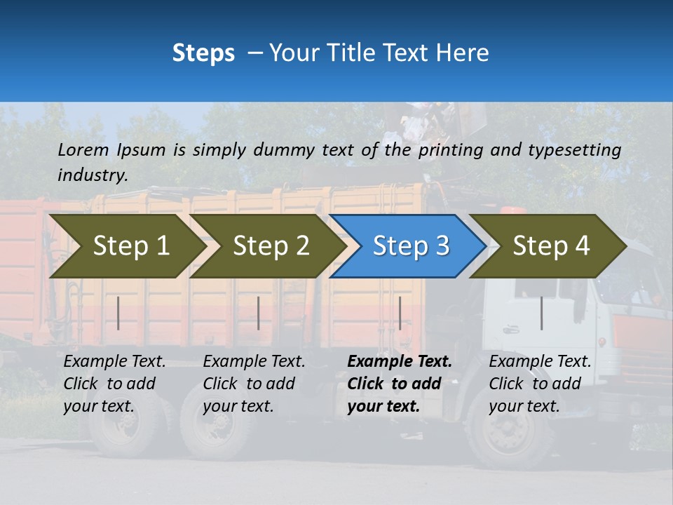 A Yellow And Orange Truck Parked On The Side Of A Road PowerPoint Template