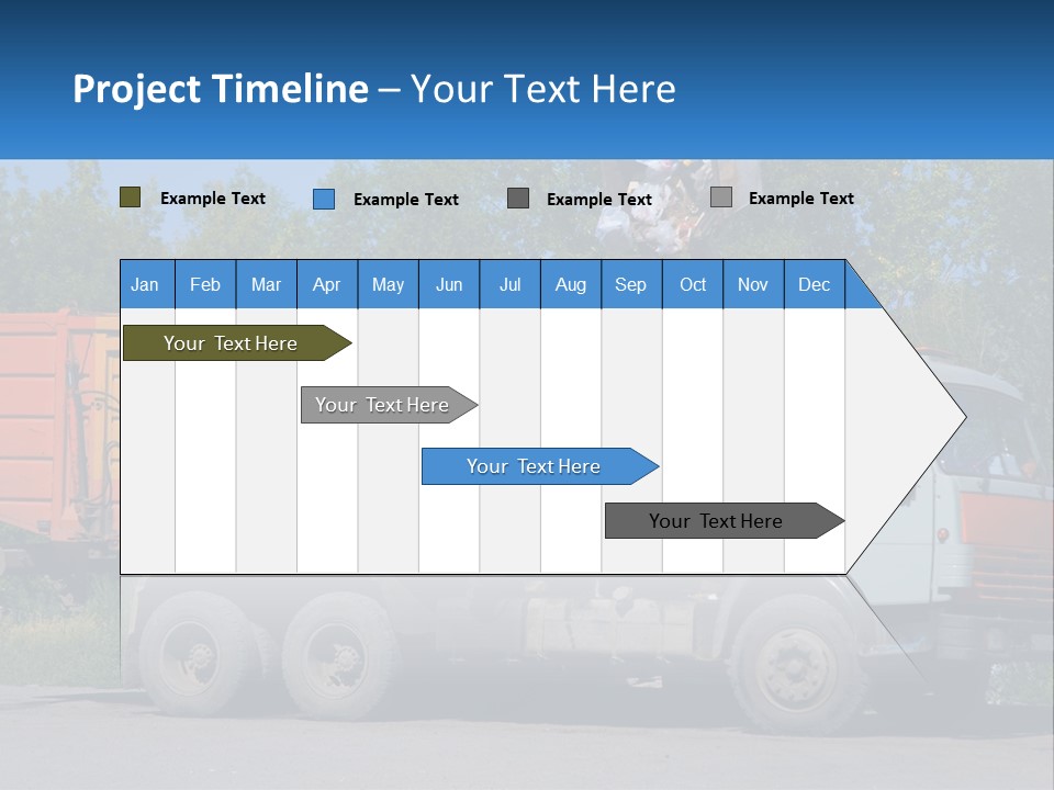 A Yellow And Orange Truck Parked On The Side Of A Road PowerPoint Template