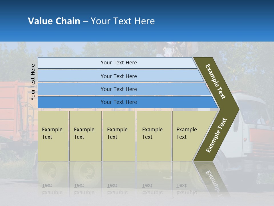 A Yellow And Orange Truck Parked On The Side Of A Road PowerPoint Template