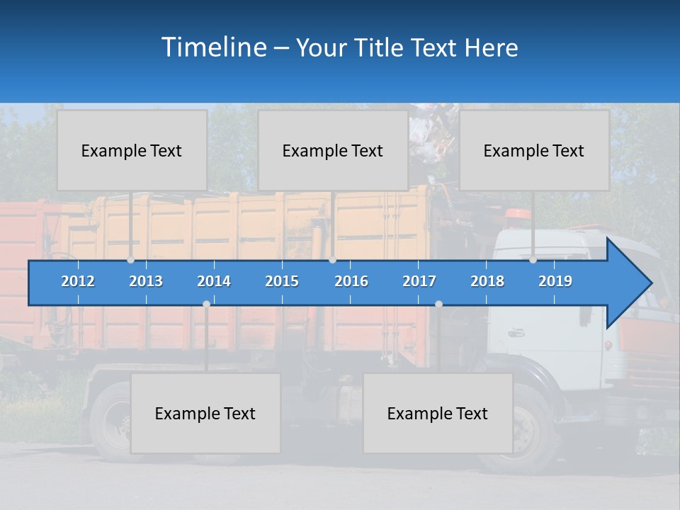 A Yellow And Orange Truck Parked On The Side Of A Road PowerPoint Template