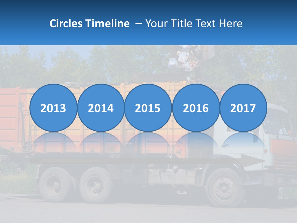 A Yellow And Orange Truck Parked On The Side Of A Road PowerPoint Template