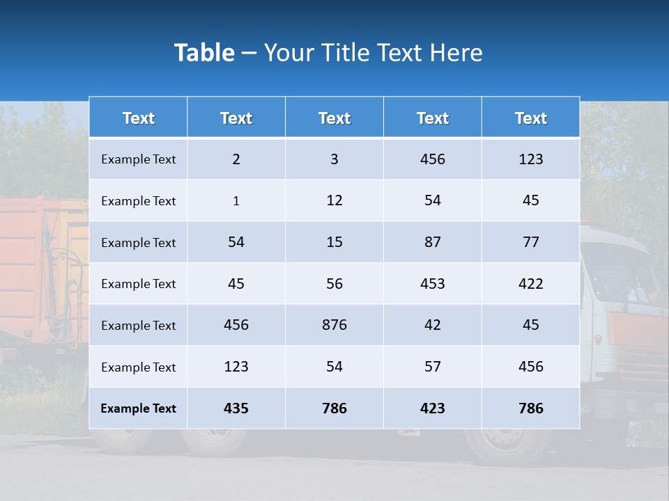A Yellow And Orange Truck Parked On The Side Of A Road PowerPoint Template
