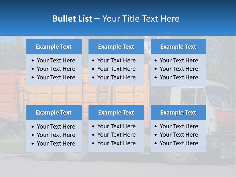 A Yellow And Orange Truck Parked On The Side Of A Road PowerPoint Template