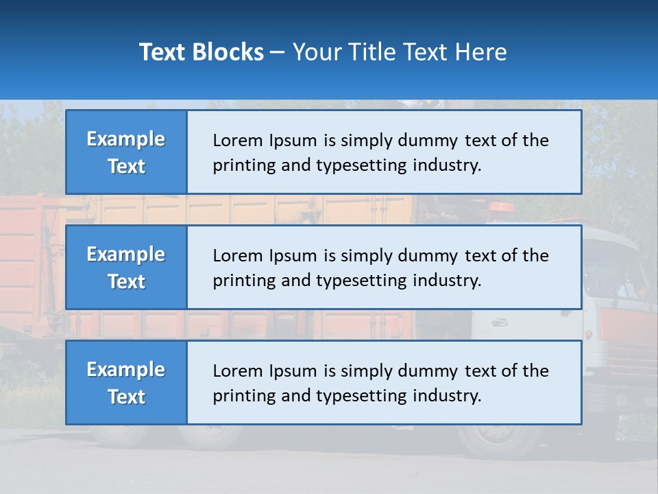 A Yellow And Orange Truck Parked On The Side Of A Road PowerPoint Template