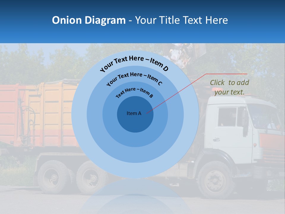 A Yellow And Orange Truck Parked On The Side Of A Road PowerPoint Template