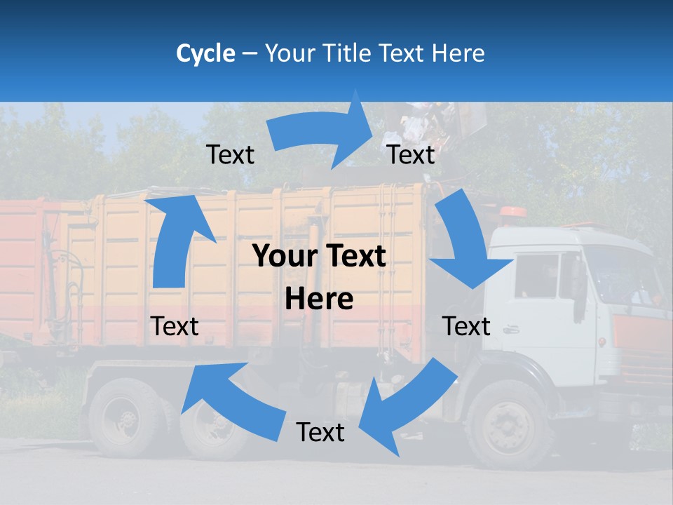 A Yellow And Orange Truck Parked On The Side Of A Road PowerPoint Template