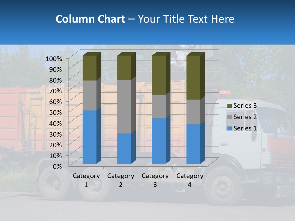 A Yellow And Orange Truck Parked On The Side Of A Road PowerPoint Template