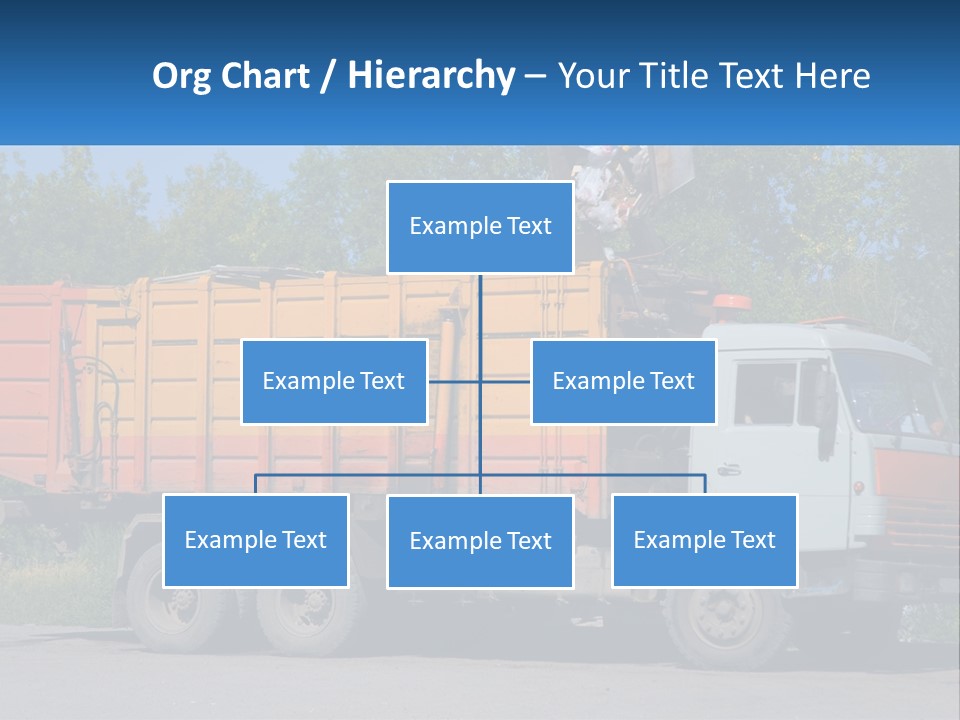 A Yellow And Orange Truck Parked On The Side Of A Road PowerPoint Template