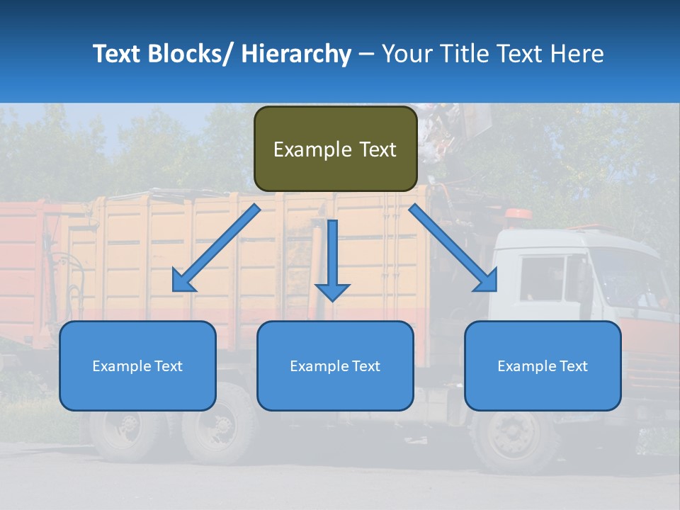 A Yellow And Orange Truck Parked On The Side Of A Road PowerPoint Template