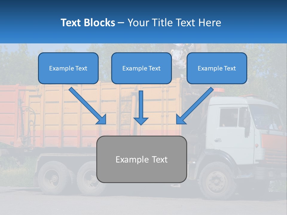 A Yellow And Orange Truck Parked On The Side Of A Road PowerPoint Template