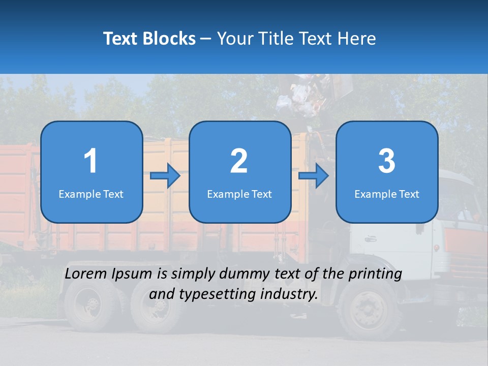 A Yellow And Orange Truck Parked On The Side Of A Road PowerPoint Template