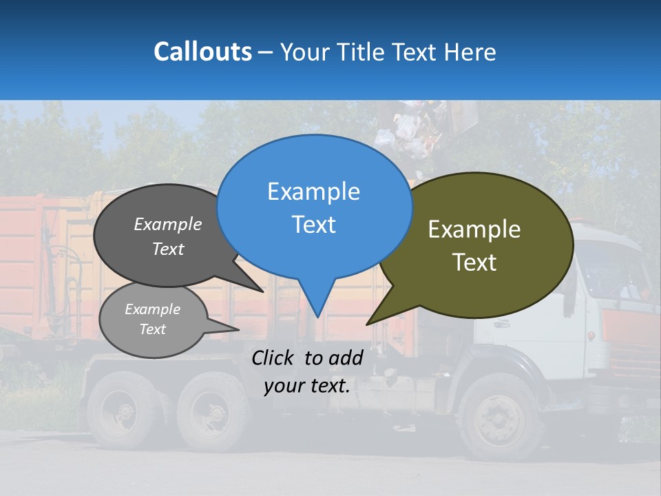 A Yellow And Orange Truck Parked On The Side Of A Road PowerPoint Template