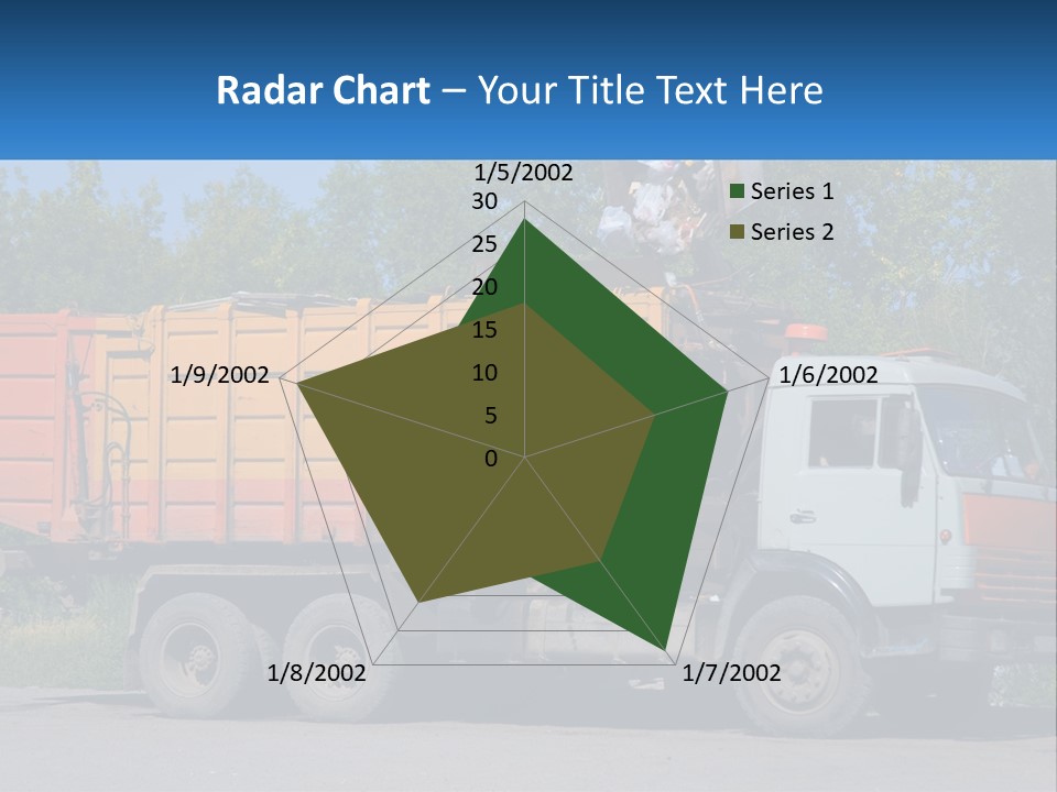 A Yellow And Orange Truck Parked On The Side Of A Road PowerPoint Template