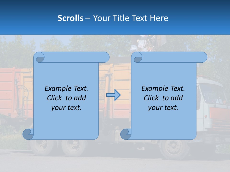 A Yellow And Orange Truck Parked On The Side Of A Road PowerPoint Template