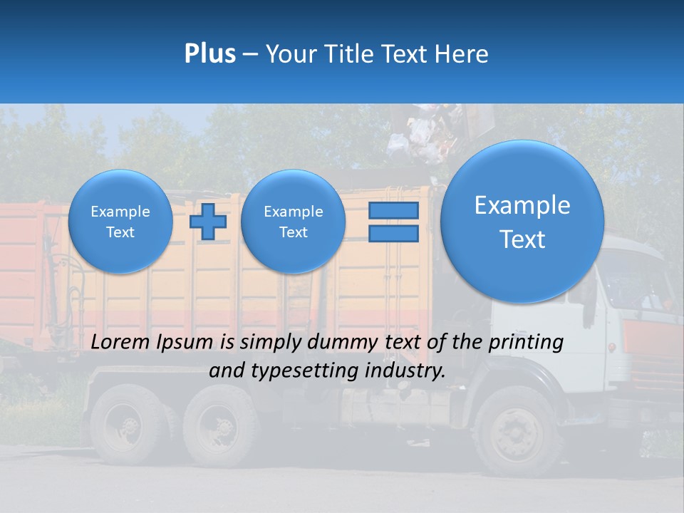 A Yellow And Orange Truck Parked On The Side Of A Road PowerPoint Template