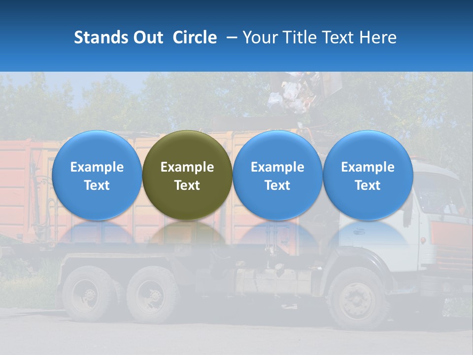 A Yellow And Orange Truck Parked On The Side Of A Road PowerPoint Template