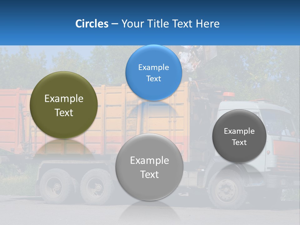 A Yellow And Orange Truck Parked On The Side Of A Road PowerPoint Template