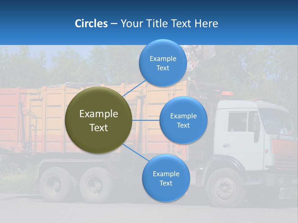 A Yellow And Orange Truck Parked On The Side Of A Road PowerPoint Template