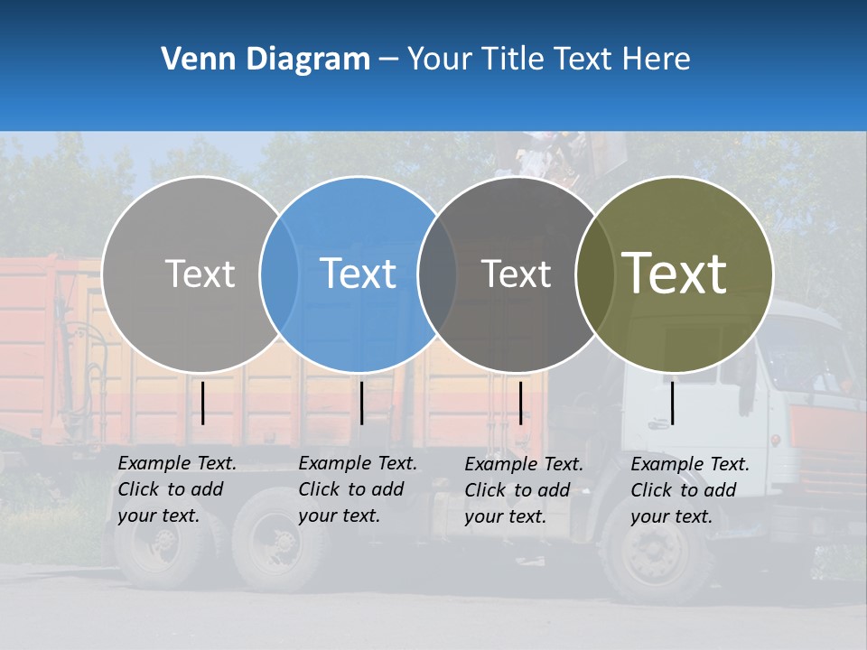 A Yellow And Orange Truck Parked On The Side Of A Road PowerPoint Template