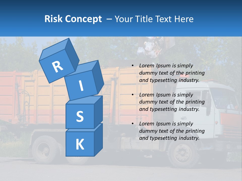 A Yellow And Orange Truck Parked On The Side Of A Road PowerPoint Template
