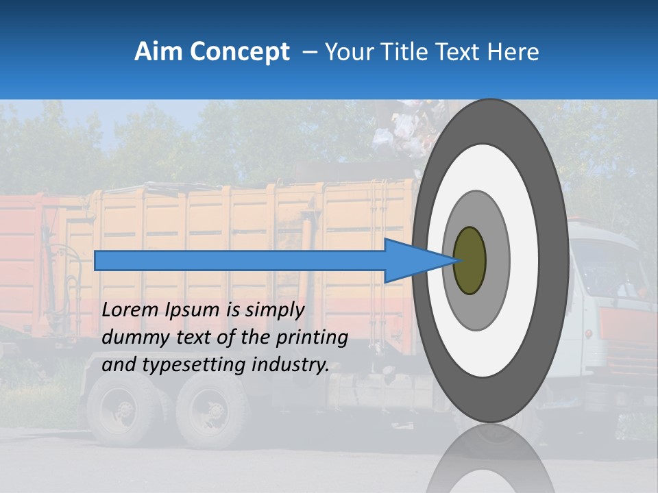A Yellow And Orange Truck Parked On The Side Of A Road PowerPoint Template